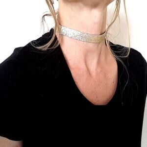Sparkle Gold Choker Necklace Glamor Holiday Shimmer Party Prom Wedding Rock Punk